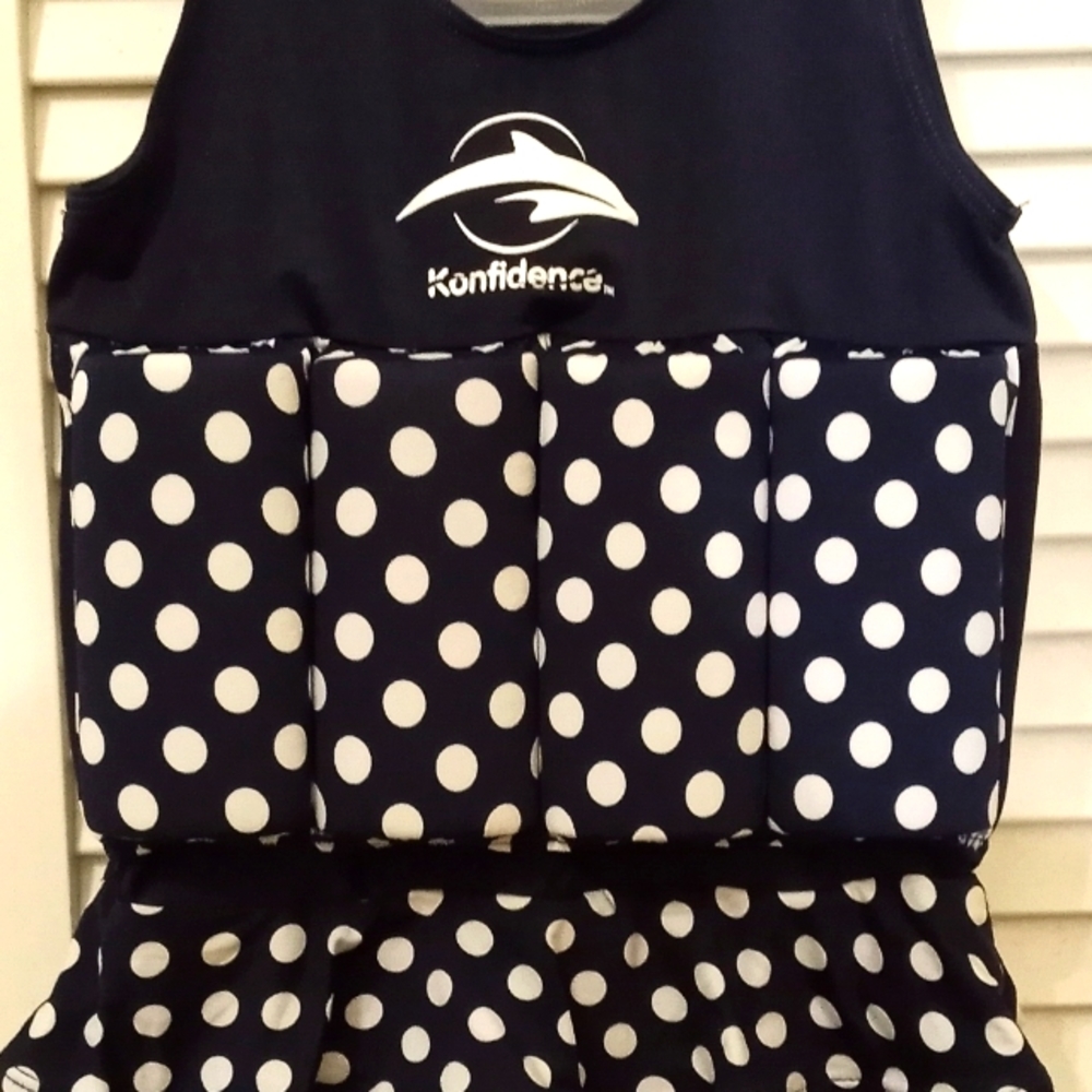 Toddler Girls Konfidence Dark Blue and White One Piece Life Jacket